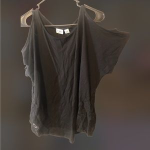 Cato 18/20 Black Cold Shoulder Blouse with Lace side pieces